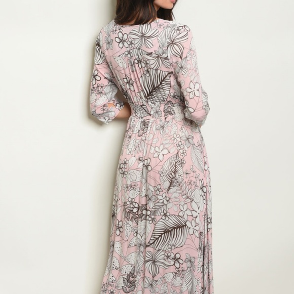 LAST 2‼️PINK FLORAL MAXI- DRESS - Picture 3 of 3